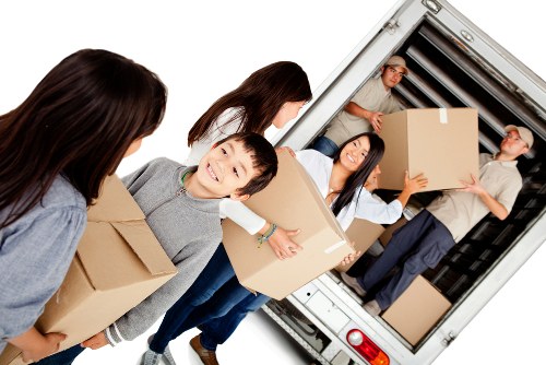 Moving van and boxes for a Tottenham house removal