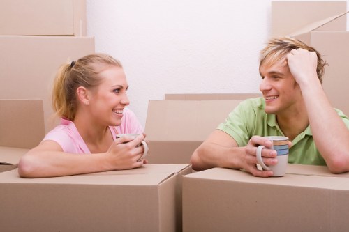 Moving truck service on a Tottenham street with residential properties