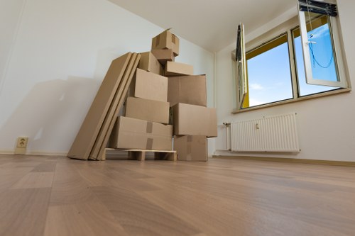 Packed boxes ready for a home move in Tottenham