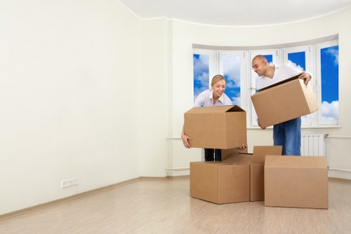 Packed boxes and furniture ready for transport in Tottenham