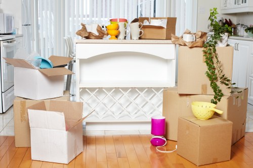 Local mover carrying boxes in Tottenham home removal