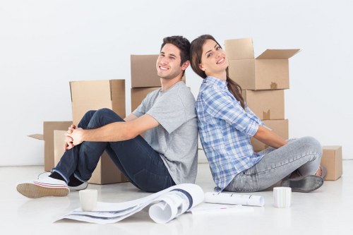 Packed office boxes and equipment ready for a Tottenham commercial move