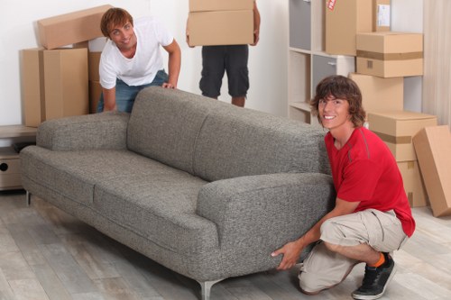Packed boxes and household items ready for a Tottenham move