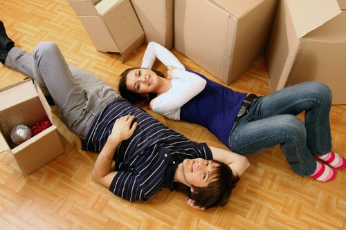 Packed boxes and furniture ready for a local moving day